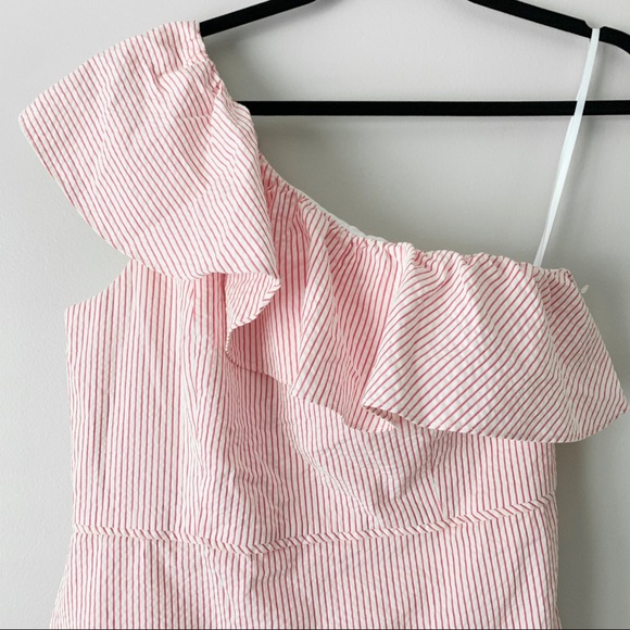 J.Crew One Shoulder Ruffle Seersucker Dress - Picture 5 of 15